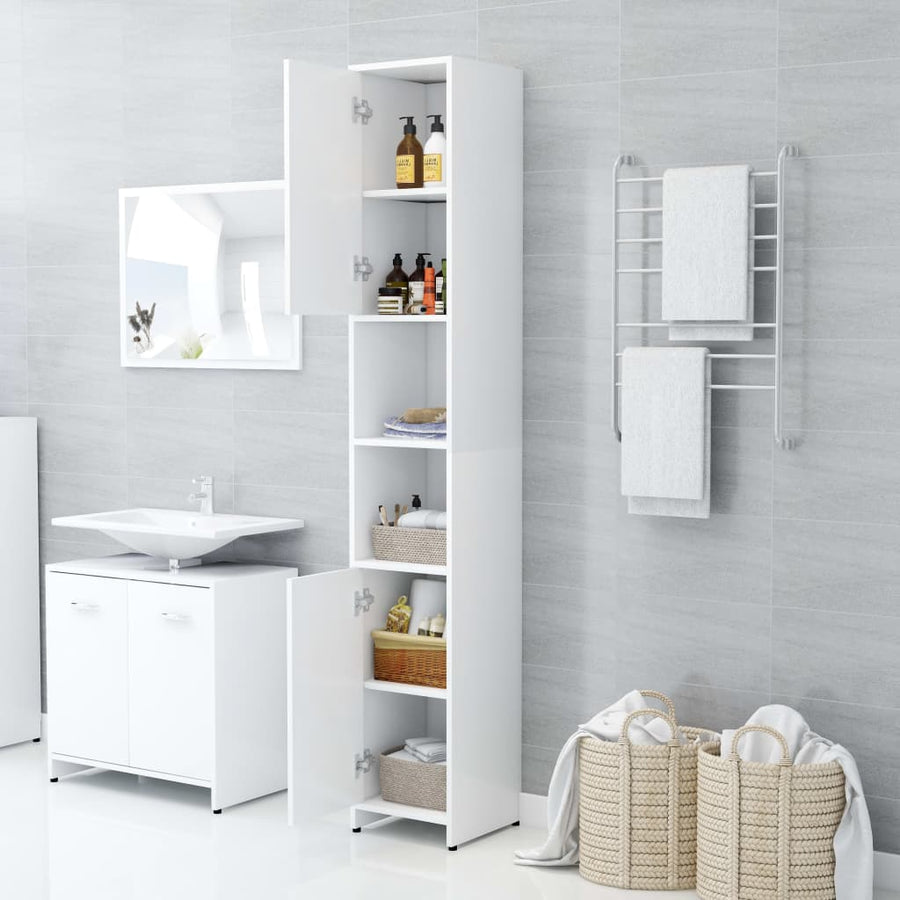 Badkamerkast 30X30X83,5 Cm Spaanplaat Wit Met handvat