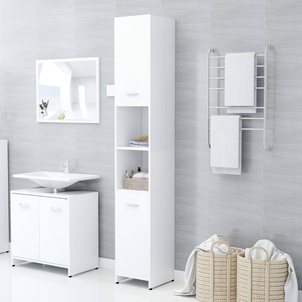 Badkamerkast 30X30X83,5 Cm Spaanplaat Wit Met handvat