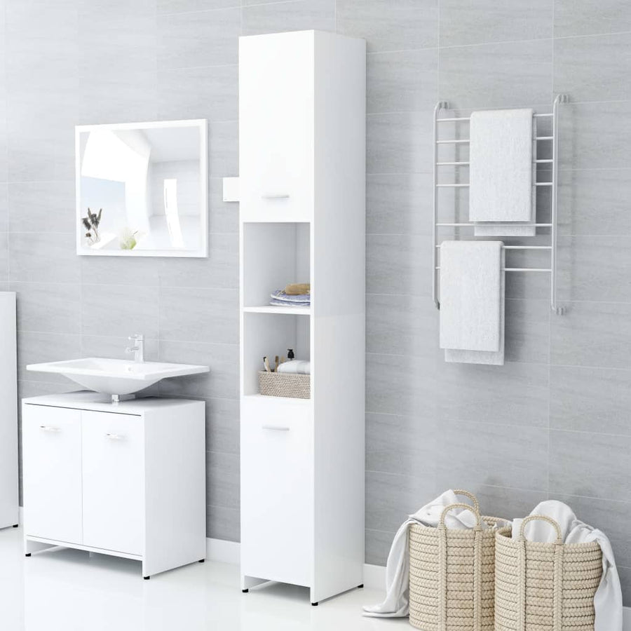 Badkamerkast 30X30X83,5 Cm Spaanplaat Wit Met handvat