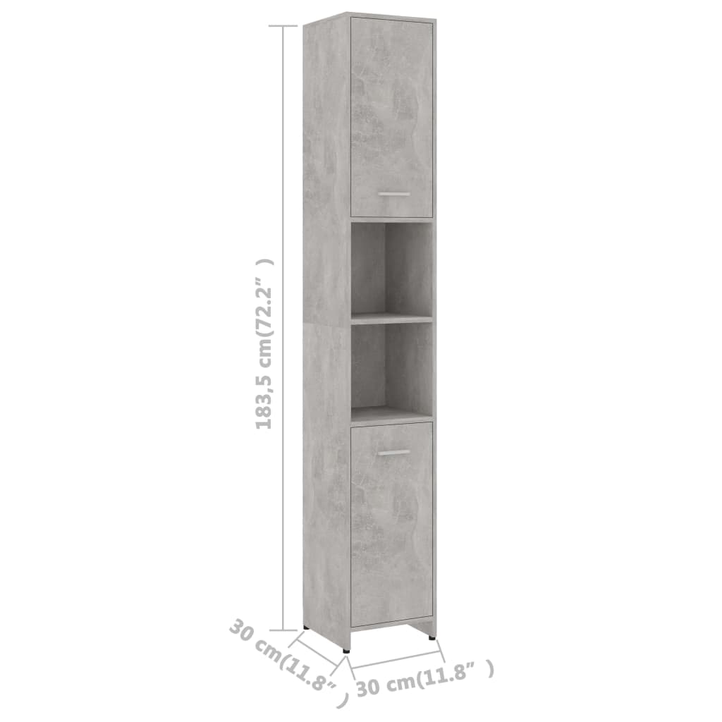 Badkamerkast 30X30X83,5 Cm Spaanplaat Betongrijs Met handvat