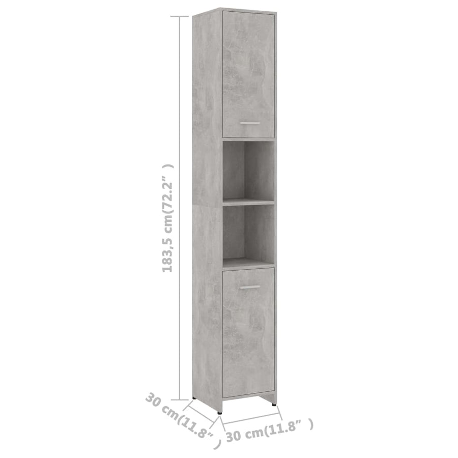 Badkamerkast 30X30X83,5 Cm Spaanplaat Betongrijs Met handvat