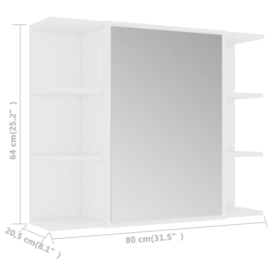Badkamerspiegelkast 80X20,5X64 Cm Bewerkt Hout Wit