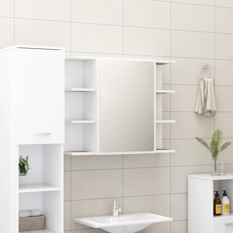 Badkamerspiegelkast 80X20,5X64 Cm Bewerkt Hout Wit