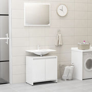 Bathroom furniture set treated wood high-gloss white