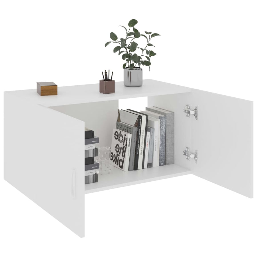 Hangkast 80x39x40 cm bewerkt hout wit Wit