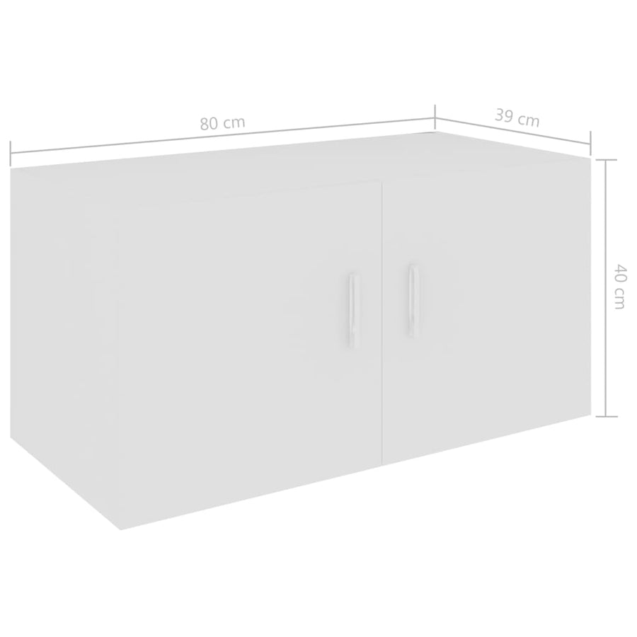 Hangkast 80x39x40 cm bewerkt hout wit Wit