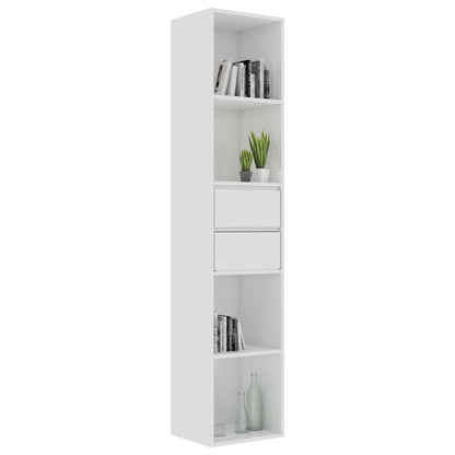 Boekenkast 36x30x171 cm spaanplaat hoogglans wit Hoogglans wit