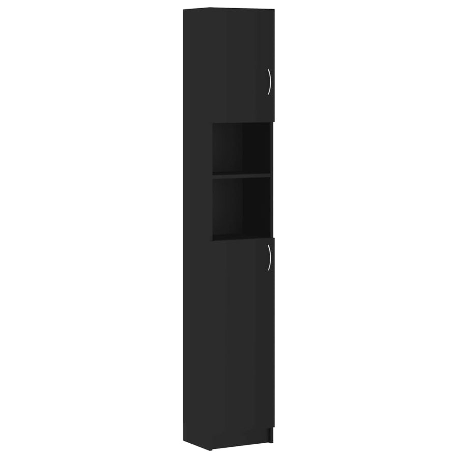 Badkamerkast 32x25,5x190 cm bewerkt hout zwart