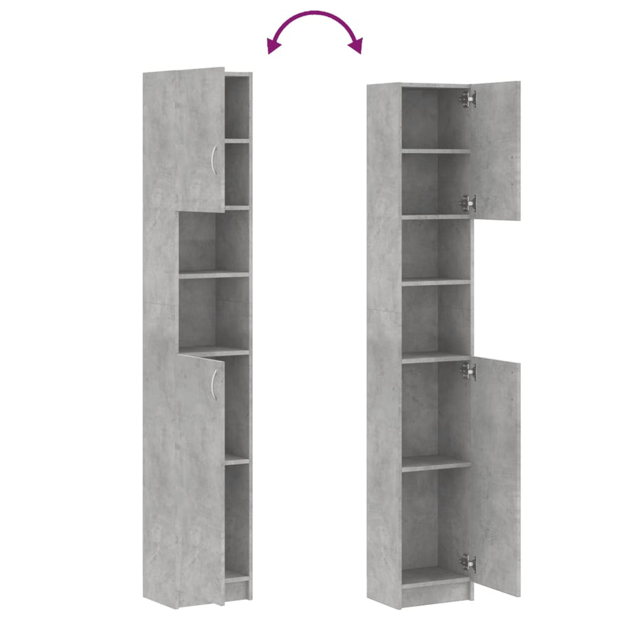 Badkamerkast 32X25,5X90 Cm Spaanplaat Betongrijs