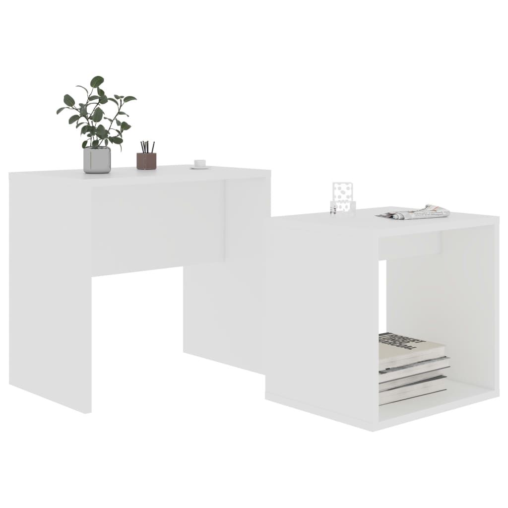 Salontafelset 48X30X45 Cm Bewerkt Hout Wit