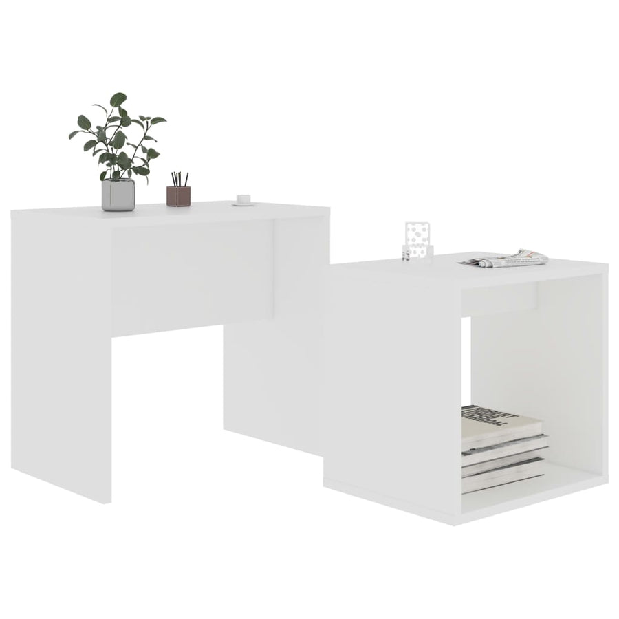 Salontafelset 48X30X45 Cm Bewerkt Hout Wit