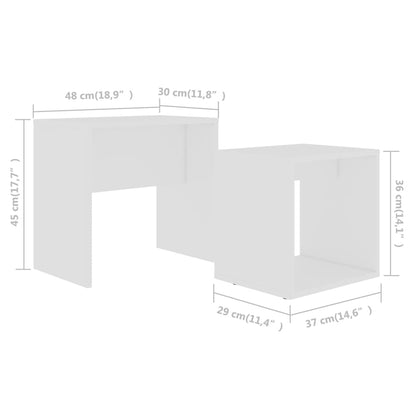 Salontafelset 48X30X45 Cm Bewerkt Hout Wit