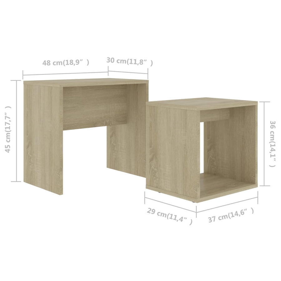 Salontafelset 48X30X45 Cm Spaanplaat Kleurig Sonoma eiken