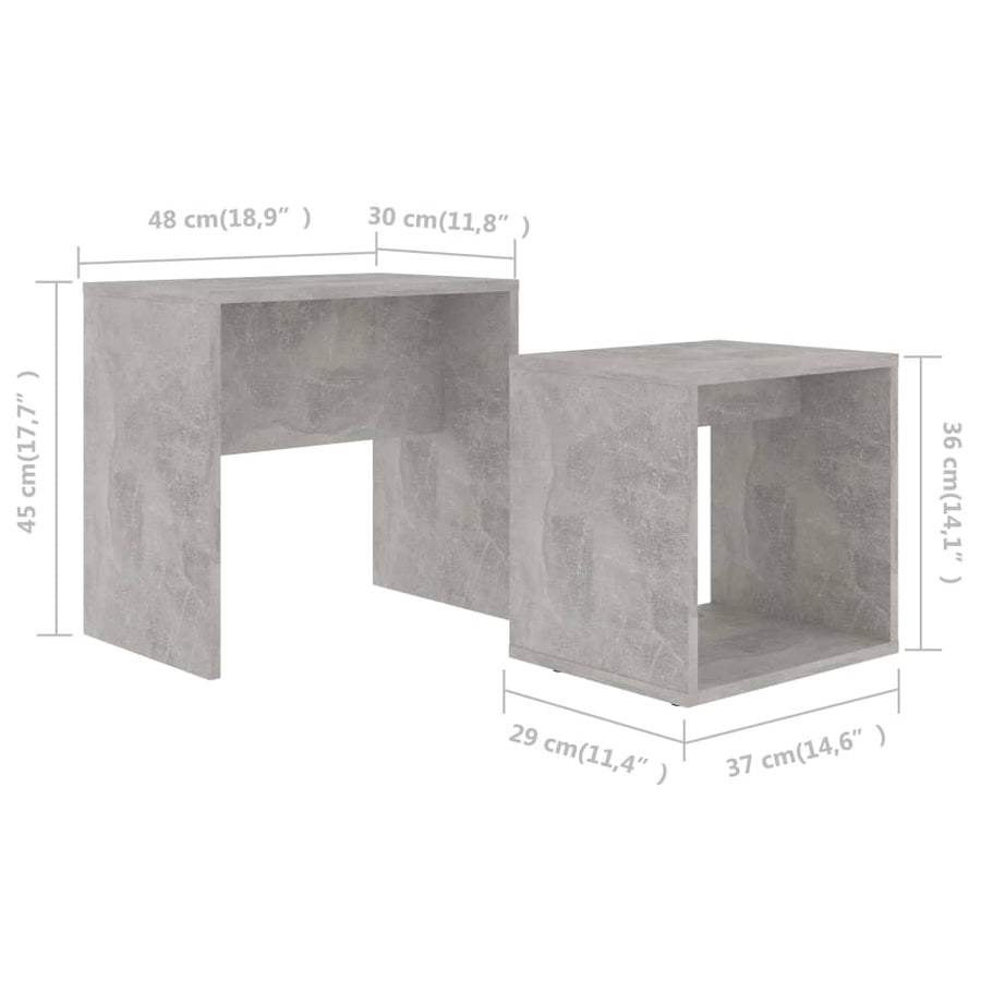 Salontafelset 48X30X45 Cm Spaanplaat Betongrijs