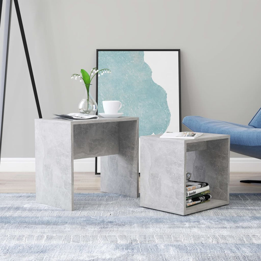 Salontafelset 48X30X45 Cm Spaanplaat Betongrijs