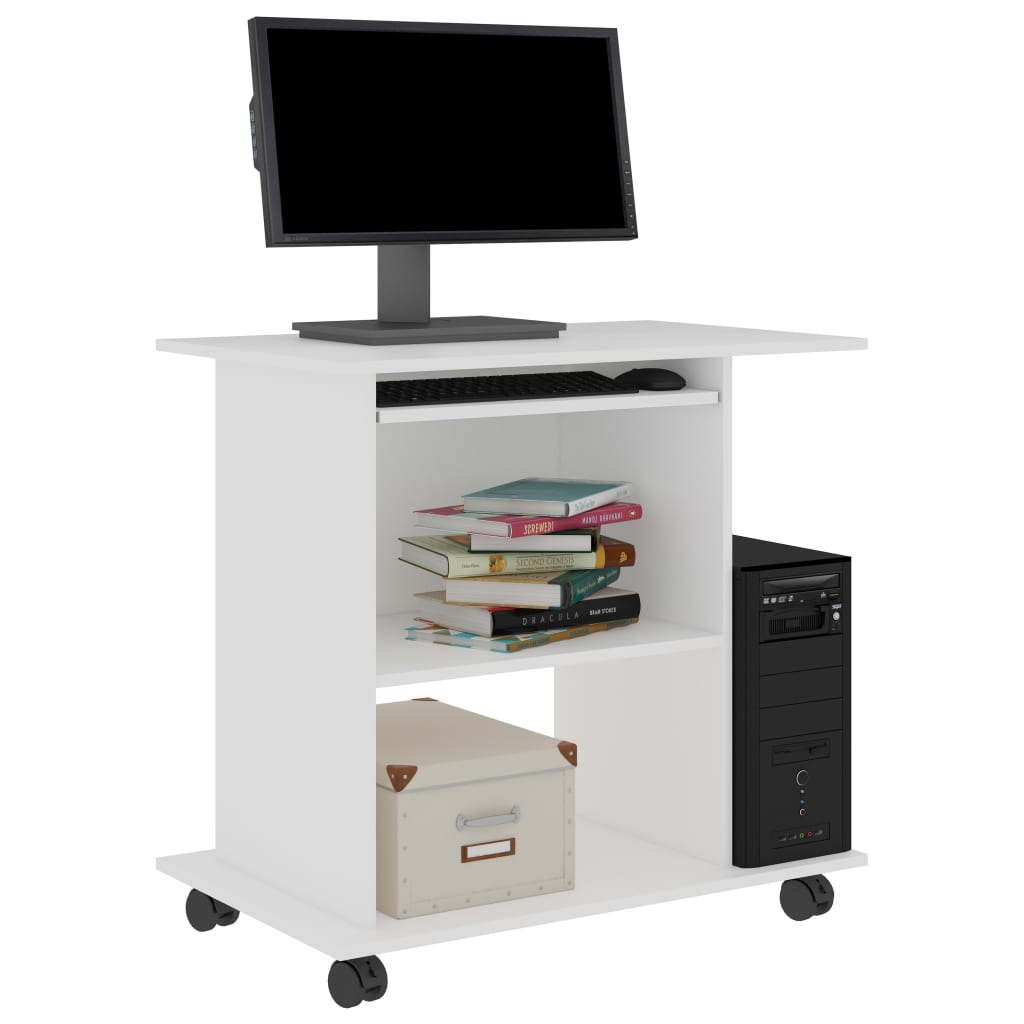 Computerbureau 80X50X75 Cm Bewerkt Hout Wit