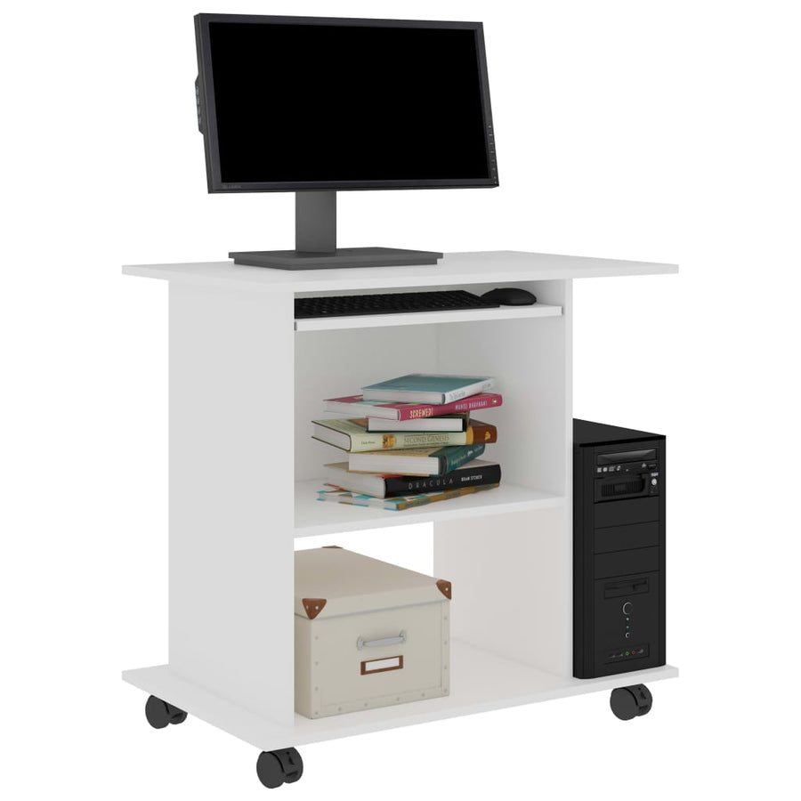 Computerbureau 80X50X75 Cm Bewerkt Hout Wit