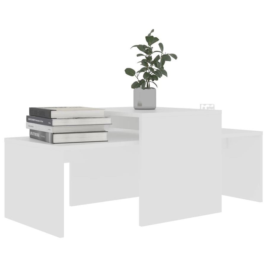 Salontafelset 00X48X40 Cm Bewerkt Hout Wit