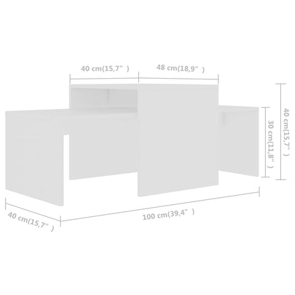 Salontafelset 00X48X40 Cm Bewerkt Hout Wit