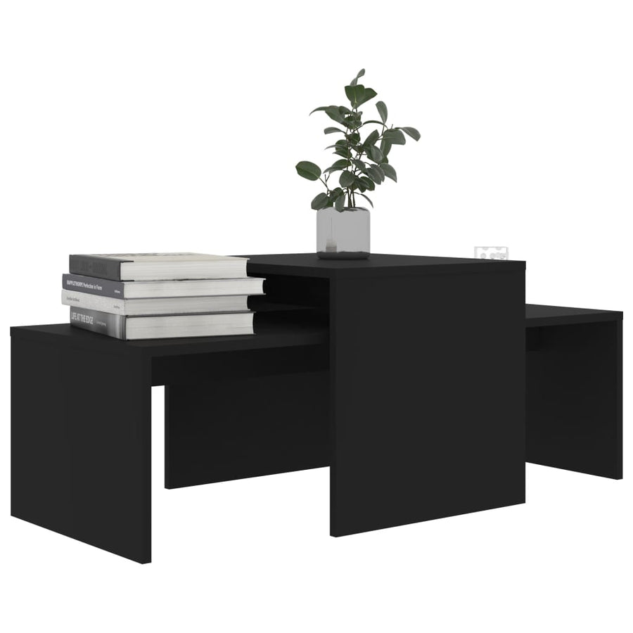 Salontafelset 00X48X40 Cm Spaanplaat Zwart