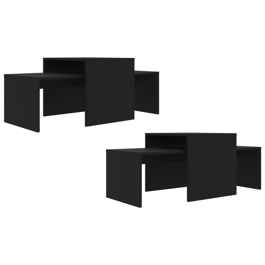 Salontafelset 00X48X40 Cm Spaanplaat Zwart