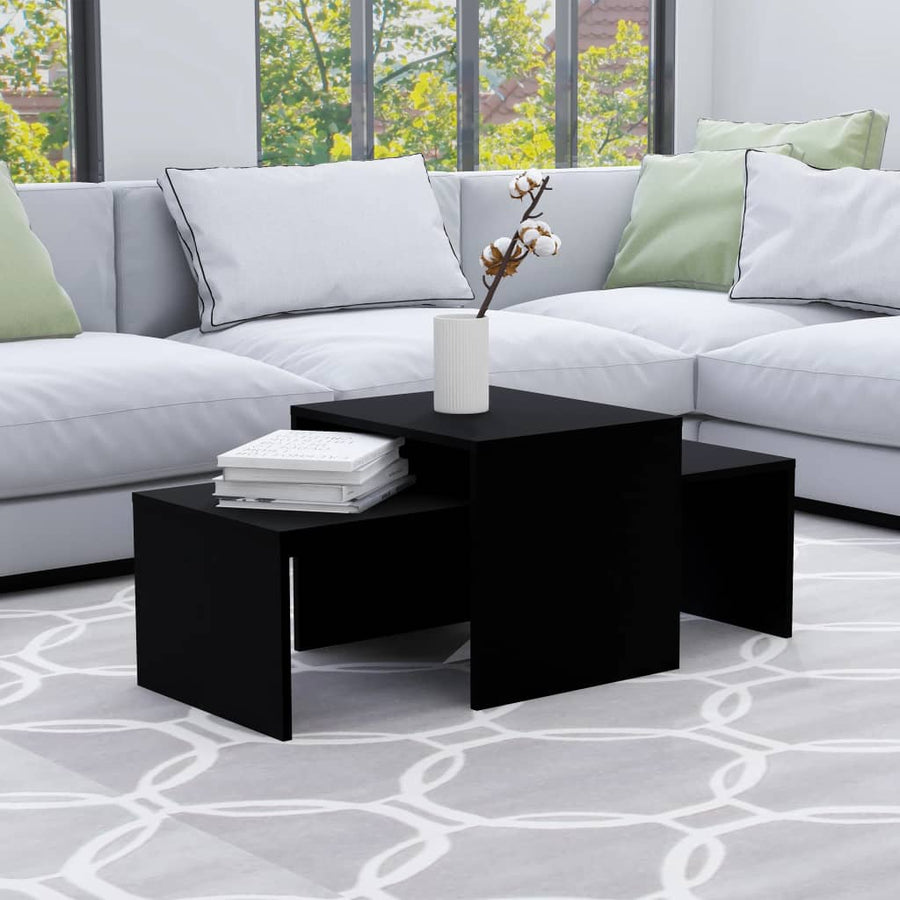 Salontafelset 00X48X40 Cm Spaanplaat Zwart