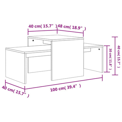 Salontafelset 00X48X40 Cm Spaanplaat Kleurig Sonoma eiken