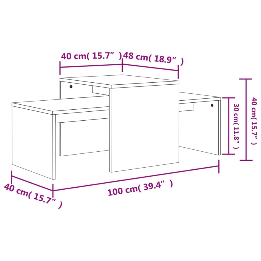 Salontafelset 00X48X40 Cm Spaanplaat Kleurig Sonoma eiken