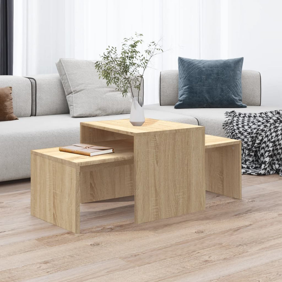 Salontafelset 00X48X40 Cm Spaanplaat Kleurig Sonoma eiken