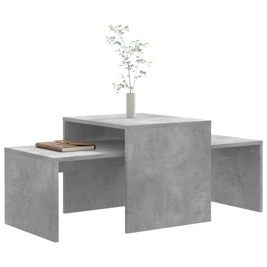 Salontafelset 100X48X40 Cm Bewerkt Hout Betongrijs