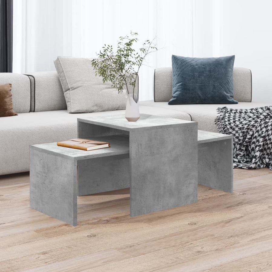 Salontafelset 100X48X40 Cm Bewerkt Hout Betongrijs