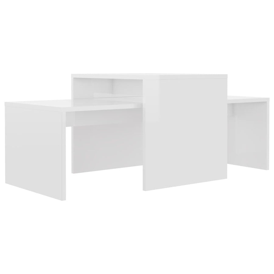 Salontafelset 00X48X40 Cm Spaanplaat Hoogglans wit