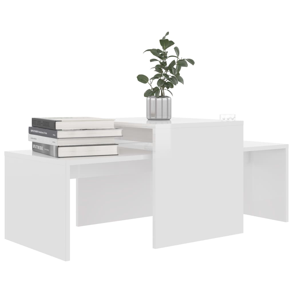 Salontafelset 00X48X40 Cm Spaanplaat Hoogglans wit