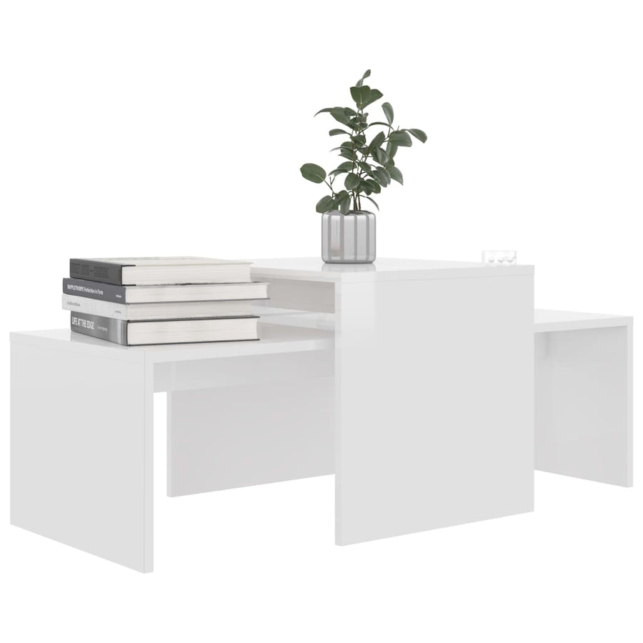 Salontafelset 00X48X40 Cm Spaanplaat Hoogglans wit