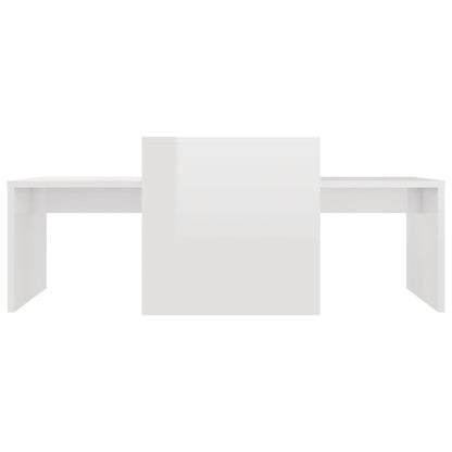 Salontafelset 00X48X40 Cm Spaanplaat Hoogglans wit