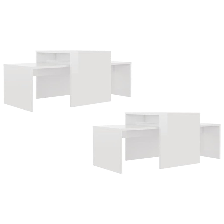 Salontafelset 00X48X40 Cm Spaanplaat Hoogglans wit