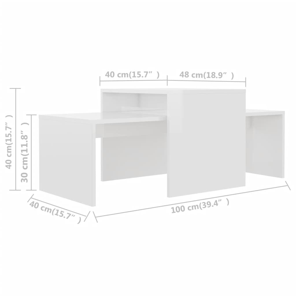Salontafelset 00X48X40 Cm Spaanplaat Hoogglans wit