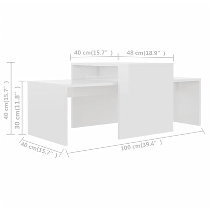 Salontafelset 00X48X40 Cm Spaanplaat Hoogglans wit
