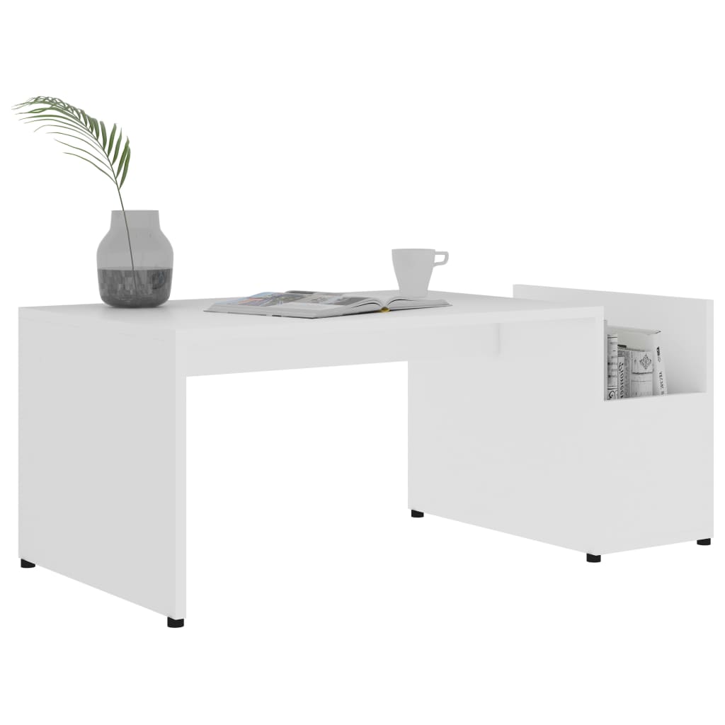 Salontafel 90X45X35 Cm Bewerkt Hout Wit
