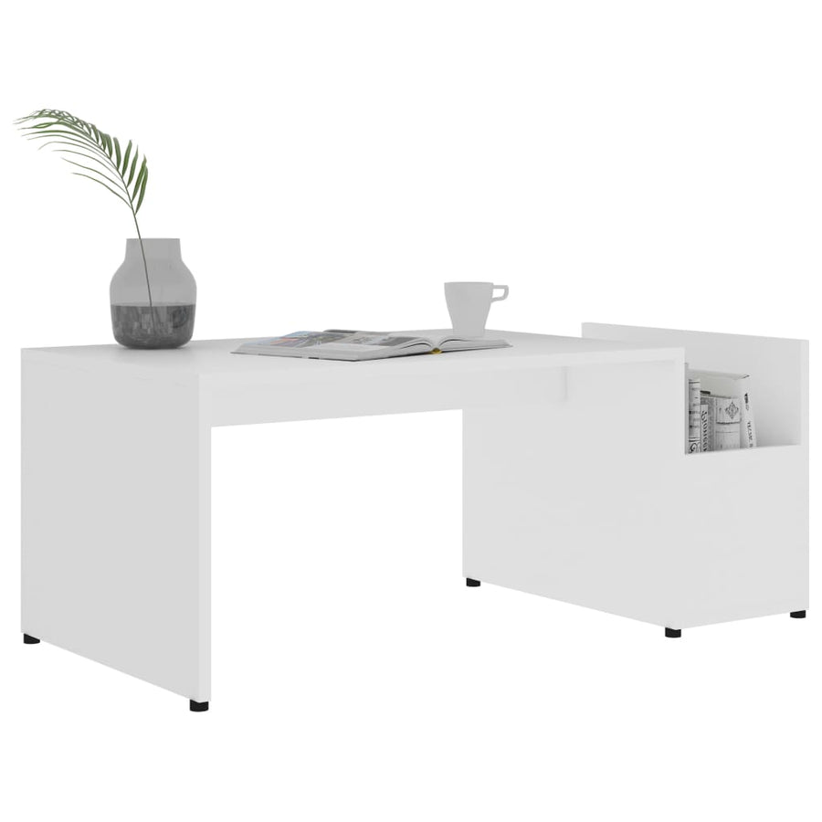 Salontafel 90X45X35 Cm Bewerkt Hout Wit