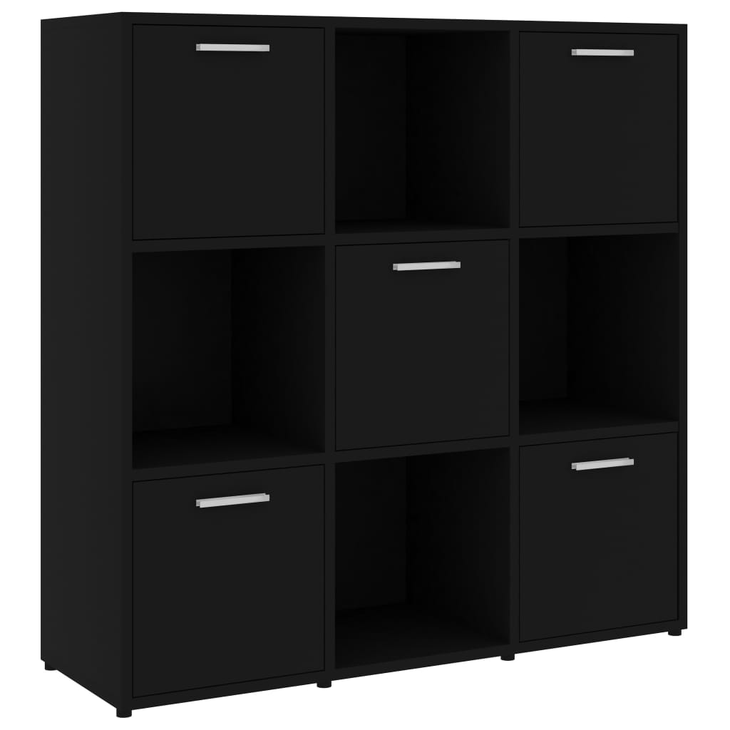 Boekenkast 90x30x90 cm bewerkt hout zwart
