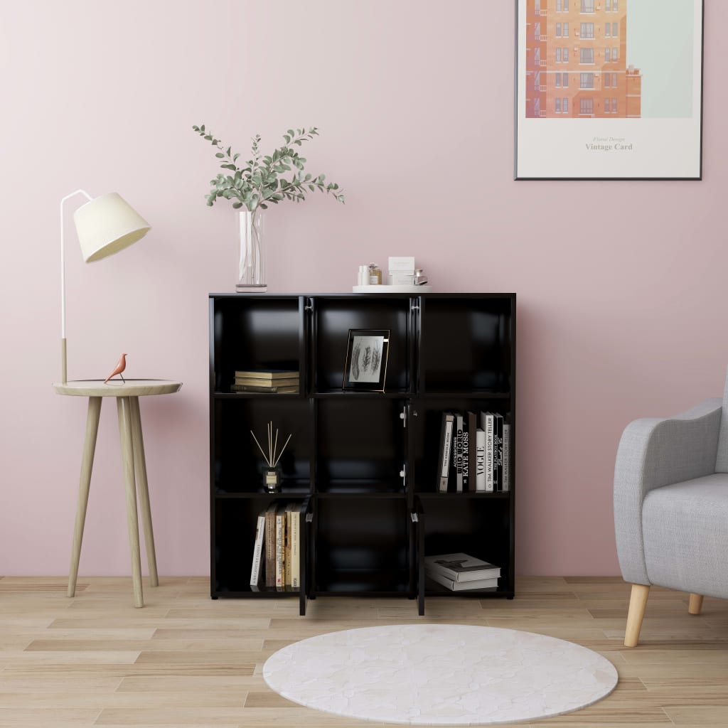 Boekenkast 90x30x90 cm bewerkt hout zwart