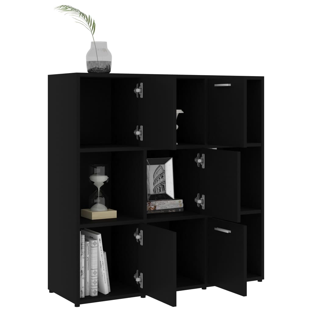 Boekenkast 90x30x90 cm bewerkt hout zwart