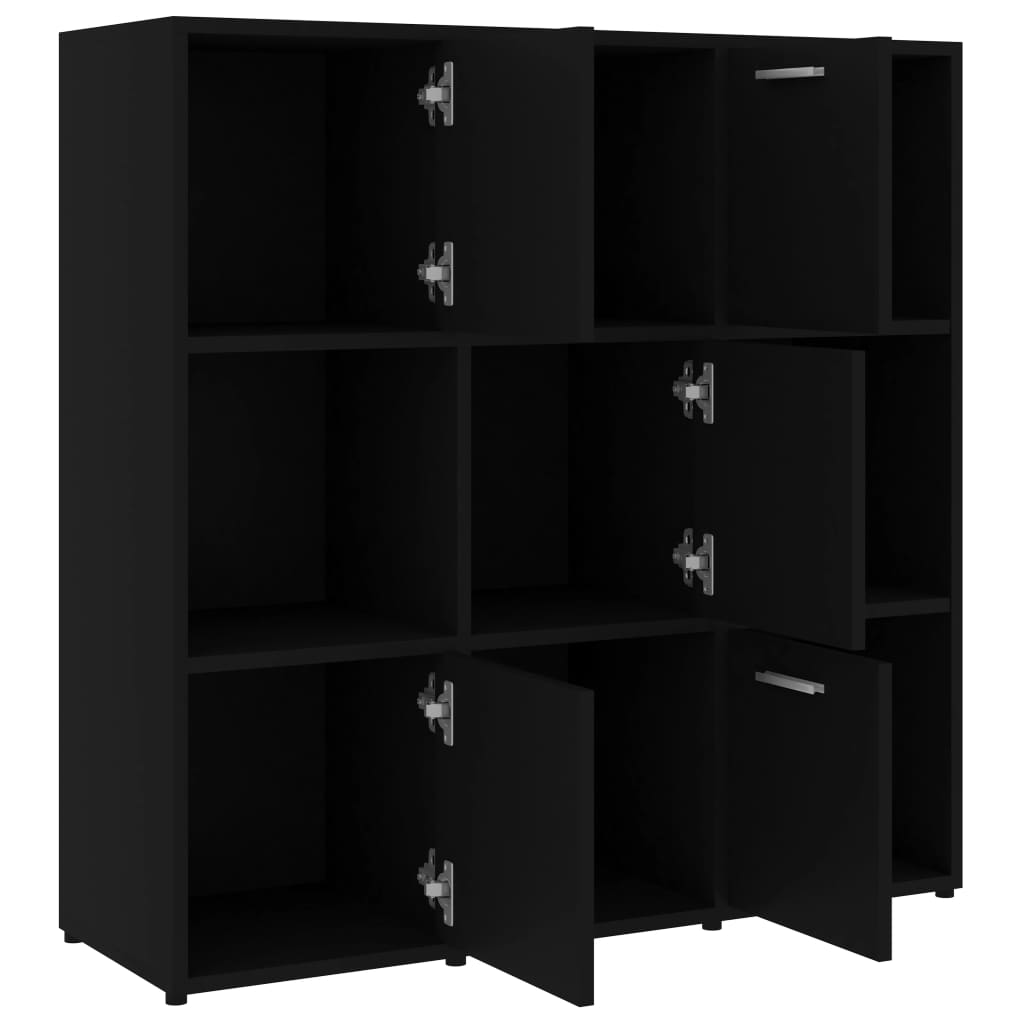Boekenkast 90x30x90 cm bewerkt hout zwart