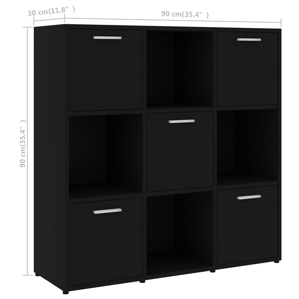 Boekenkast 90x30x90 cm bewerkt hout zwart