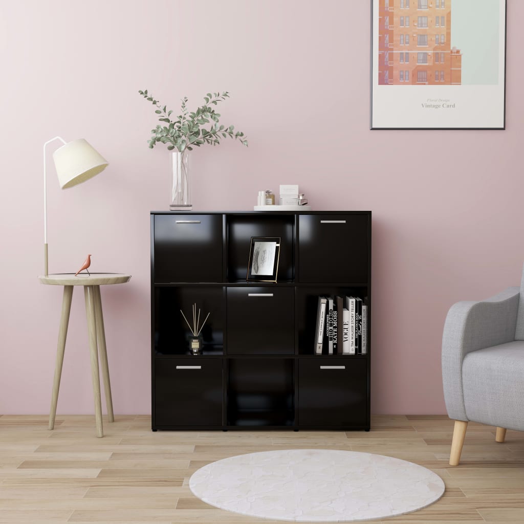 Boekenkast 90x30x90 cm bewerkt hout zwart