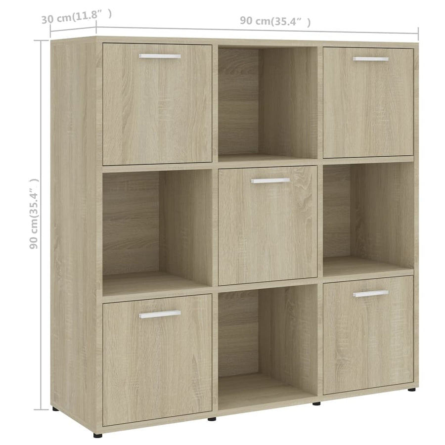Boekenkast 90X30X90 Cm Spaanplaat Kleurig Sonoma eiken