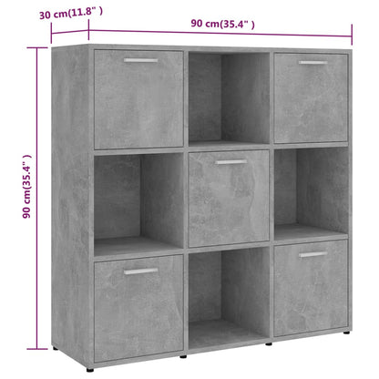 Boekenkast 90X30X90 Cm Spaanplaat Betongrijs