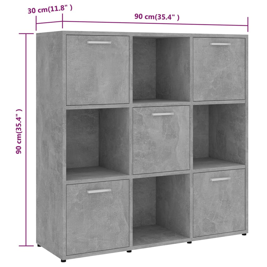 Boekenkast 90X30X90 Cm Spaanplaat Betongrijs