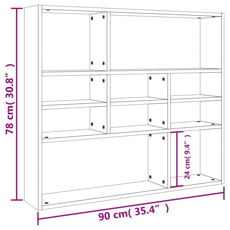Wandschap 90x16x78 cm spaanplaat betongrijs Betongrijs